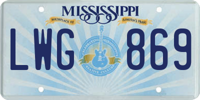 MS license plate LWG869