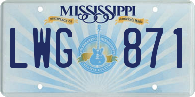 MS license plate LWG871