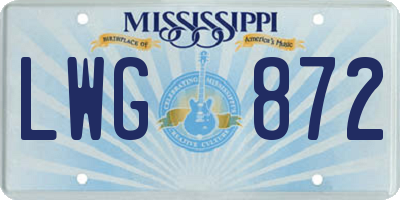 MS license plate LWG872
