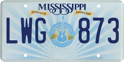 MS license plate LWG873