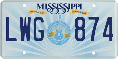 MS license plate LWG874
