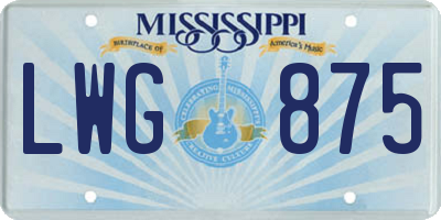 MS license plate LWG875
