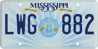 MS license plate LWG882