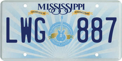 MS license plate LWG887