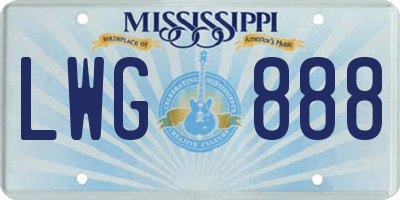 MS license plate LWG888