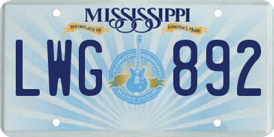 MS license plate LWG892