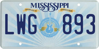 MS license plate LWG893