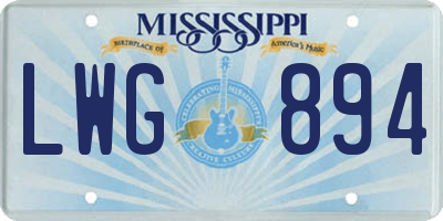 MS license plate LWG894