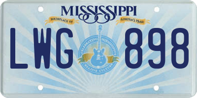 MS license plate LWG898