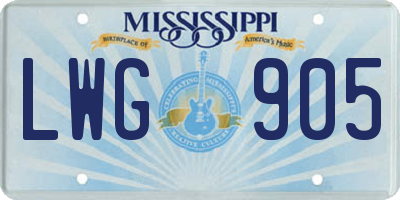 MS license plate LWG905