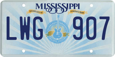 MS license plate LWG907