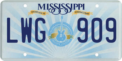 MS license plate LWG909