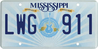MS license plate LWG911