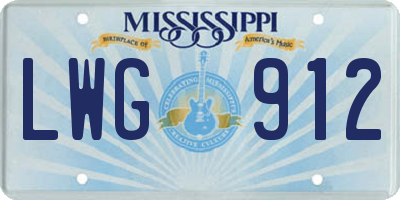 MS license plate LWG912
