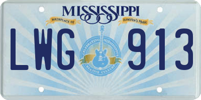MS license plate LWG913