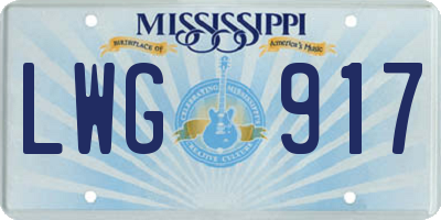 MS license plate LWG917