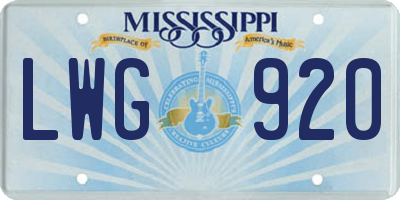 MS license plate LWG920