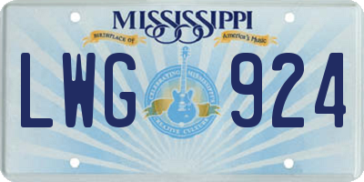MS license plate LWG924