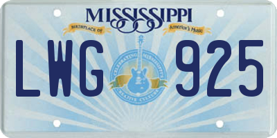 MS license plate LWG925