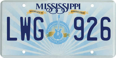 MS license plate LWG926