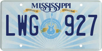 MS license plate LWG927