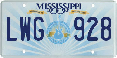 MS license plate LWG928
