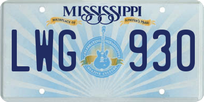MS license plate LWG930
