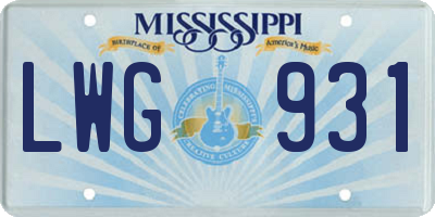 MS license plate LWG931