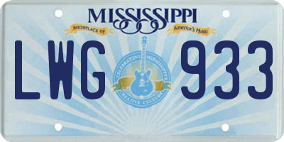 MS license plate LWG933