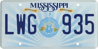 MS license plate LWG935