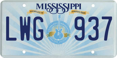 MS license plate LWG937