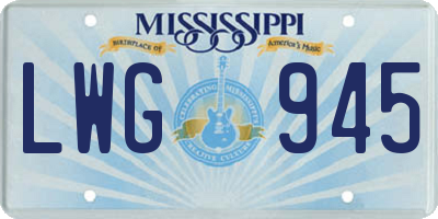 MS license plate LWG945