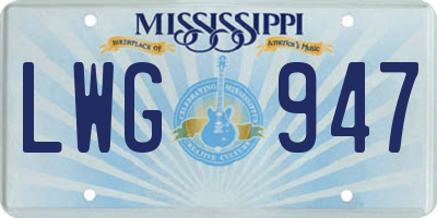 MS license plate LWG947