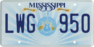 MS license plate LWG950