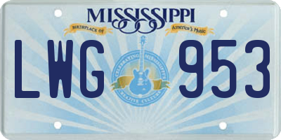 MS license plate LWG953