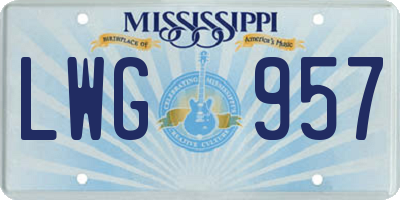MS license plate LWG957