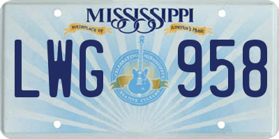 MS license plate LWG958