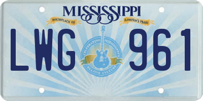 MS license plate LWG961