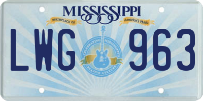 MS license plate LWG963