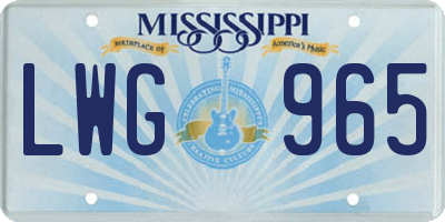 MS license plate LWG965