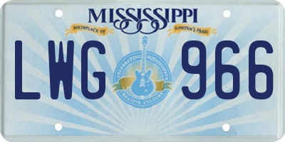 MS license plate LWG966
