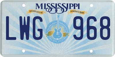MS license plate LWG968