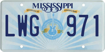 MS license plate LWG971