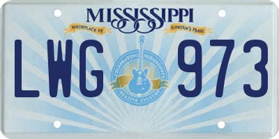 MS license plate LWG973