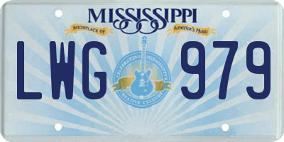 MS license plate LWG979