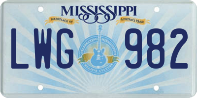 MS license plate LWG982