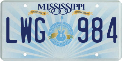 MS license plate LWG984