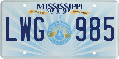 MS license plate LWG985