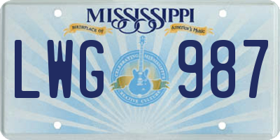 MS license plate LWG987