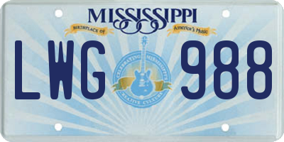 MS license plate LWG988